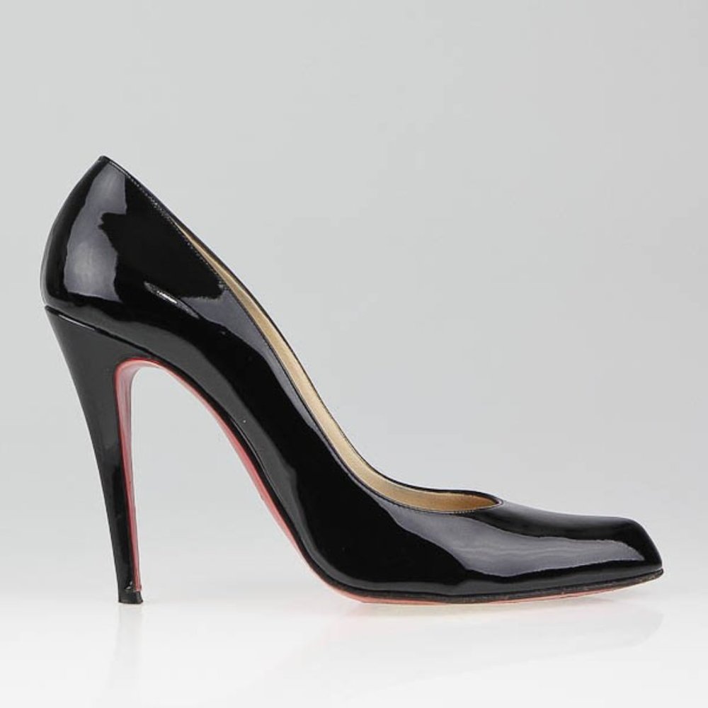 Christian Louboutin Black Patent Leather Decollete 868 100mm Pumps Heels